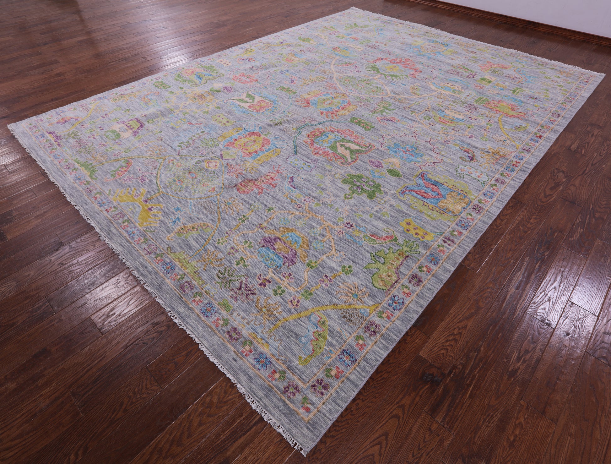 Grey Turkish Oushak Hand Knotted Wool Rug - 10' 3" X 14' 2" - Golden Nile