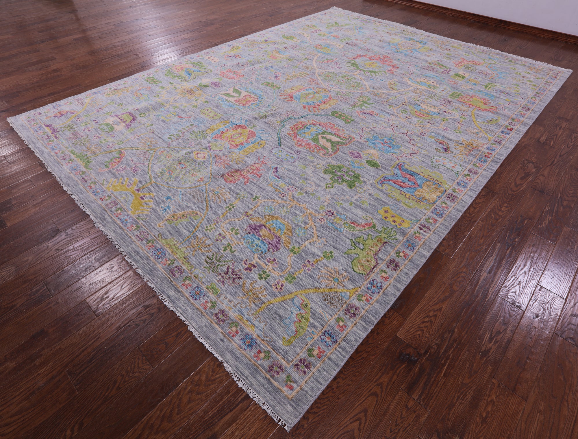 Grey Turkish Oushak Hand Knotted Wool Rug - 10' 3" X 14' 2" - Golden Nile