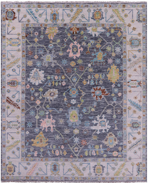 Grey Turkish Oushak Hand Knotted Wool Rug - 8' 1" X 9' 11" - Golden Nile