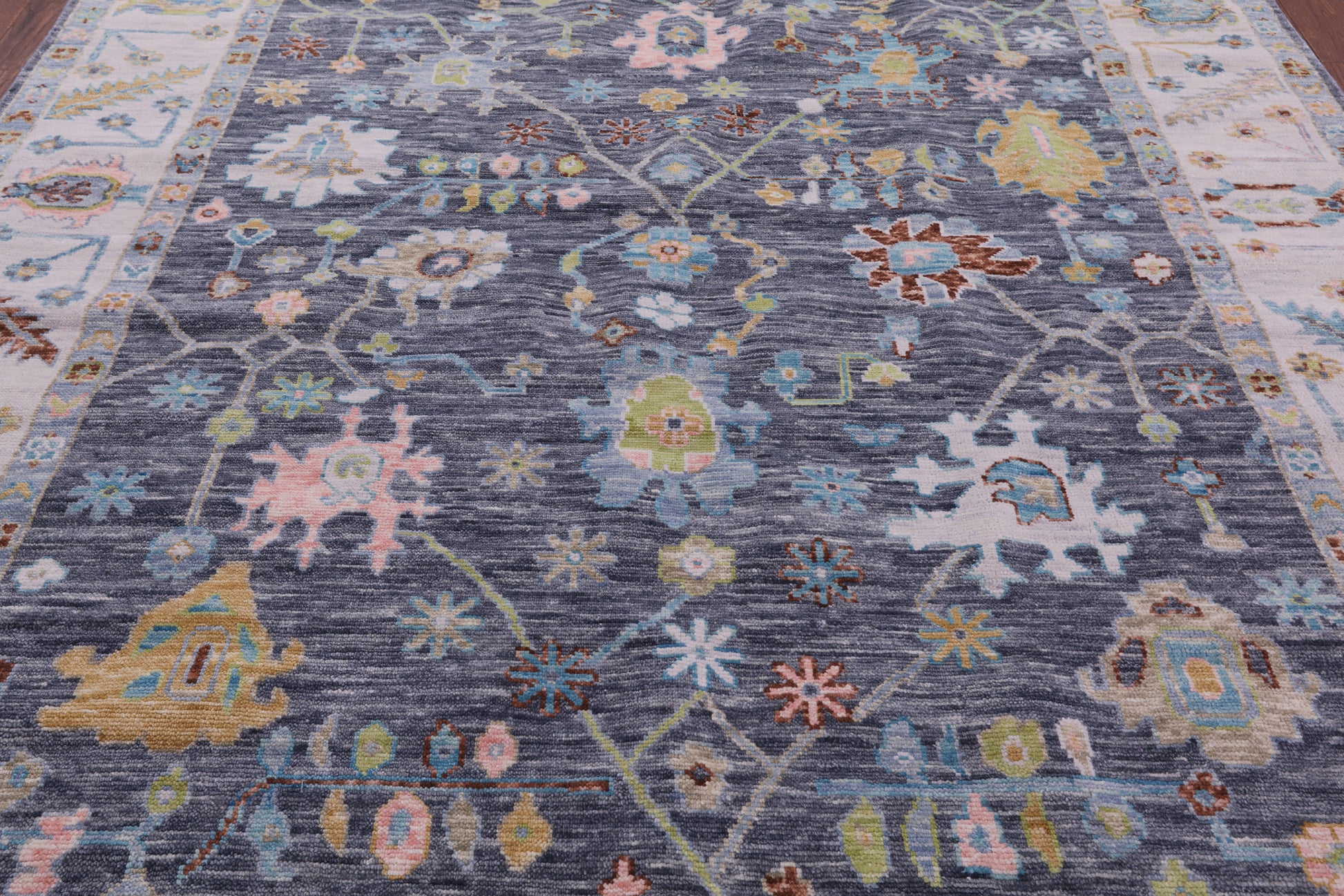 Grey Turkish Oushak Hand Knotted Wool Rug - 8' 1" X 9' 11" - Golden Nile