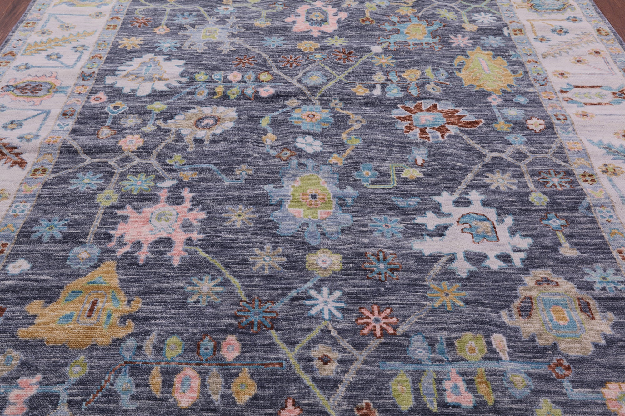 Grey Turkish Oushak Hand Knotted Wool Rug - 8' 1" X 9' 11" - Golden Nile