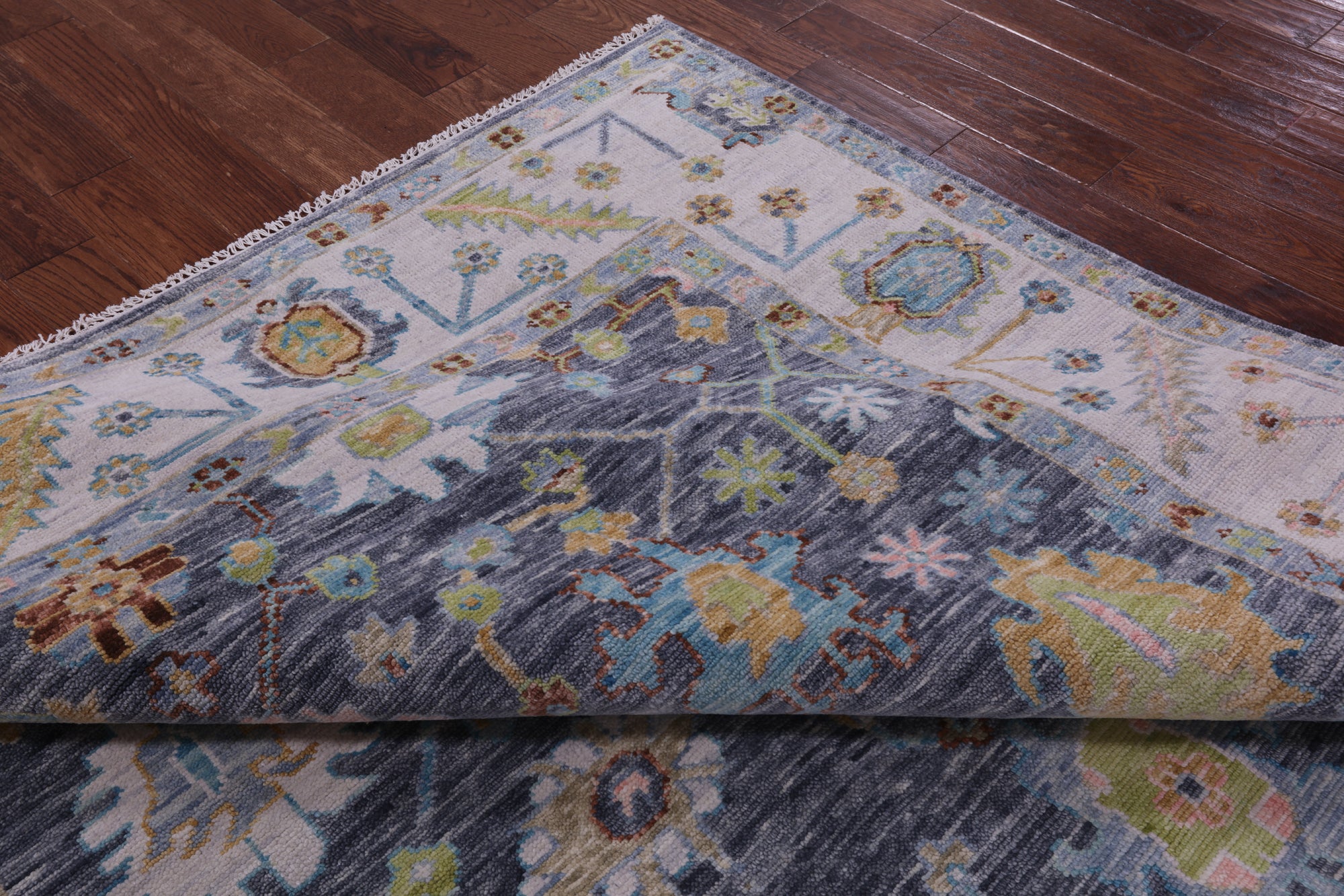 Grey Turkish Oushak Hand Knotted Wool Rug - 8' 1" X 9' 11" - Golden Nile