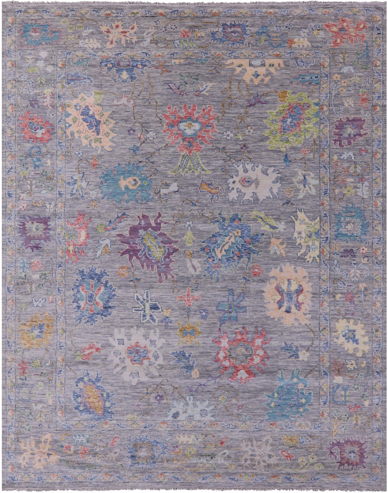 Grey Turkish Oushak Hand Knotted Wool Rug - 10' 5" X 13' 4" - Golden Nile