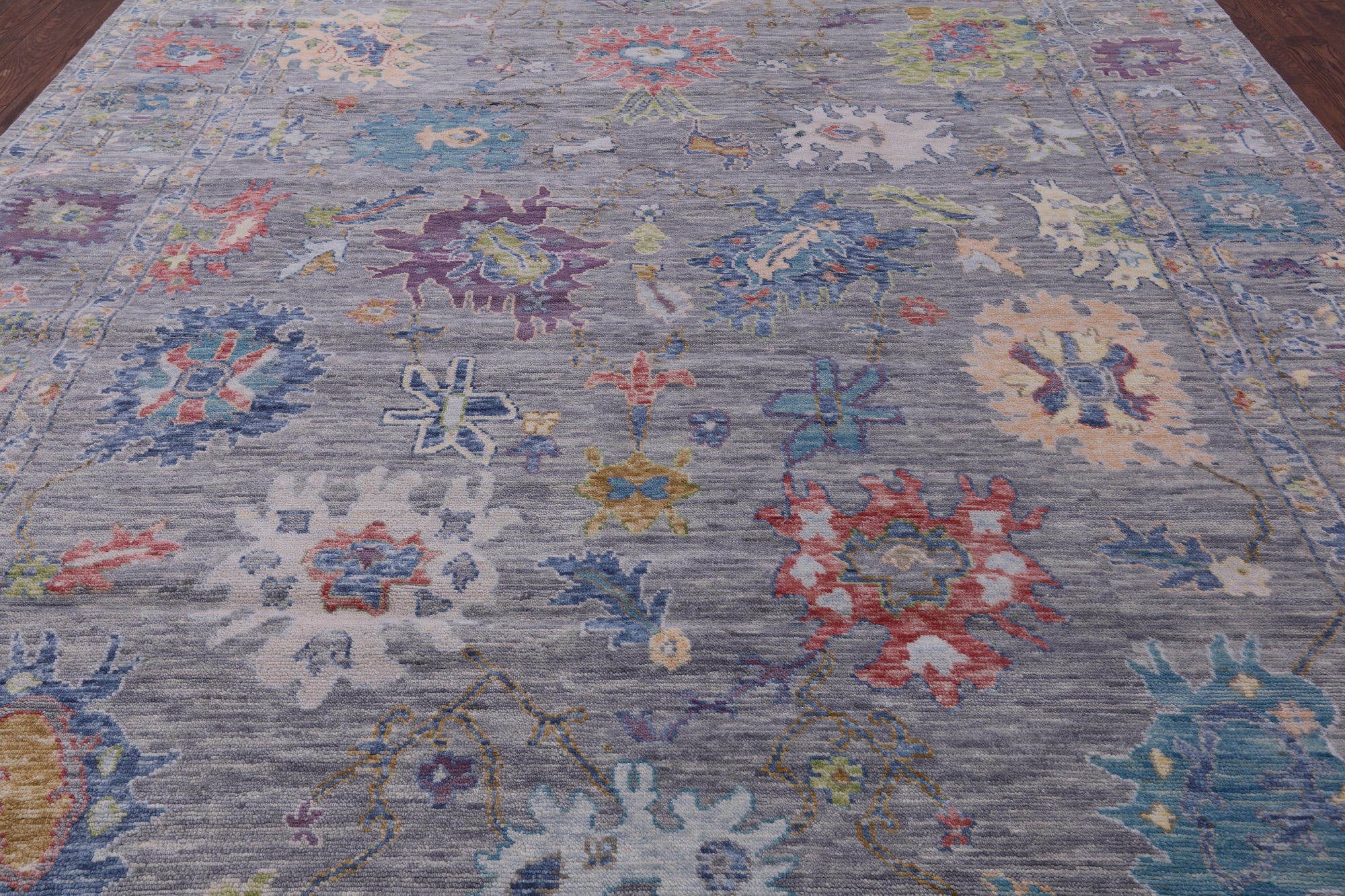 Grey Turkish Oushak Hand Knotted Wool Rug - 10' 5" X 13' 4" - Golden Nile