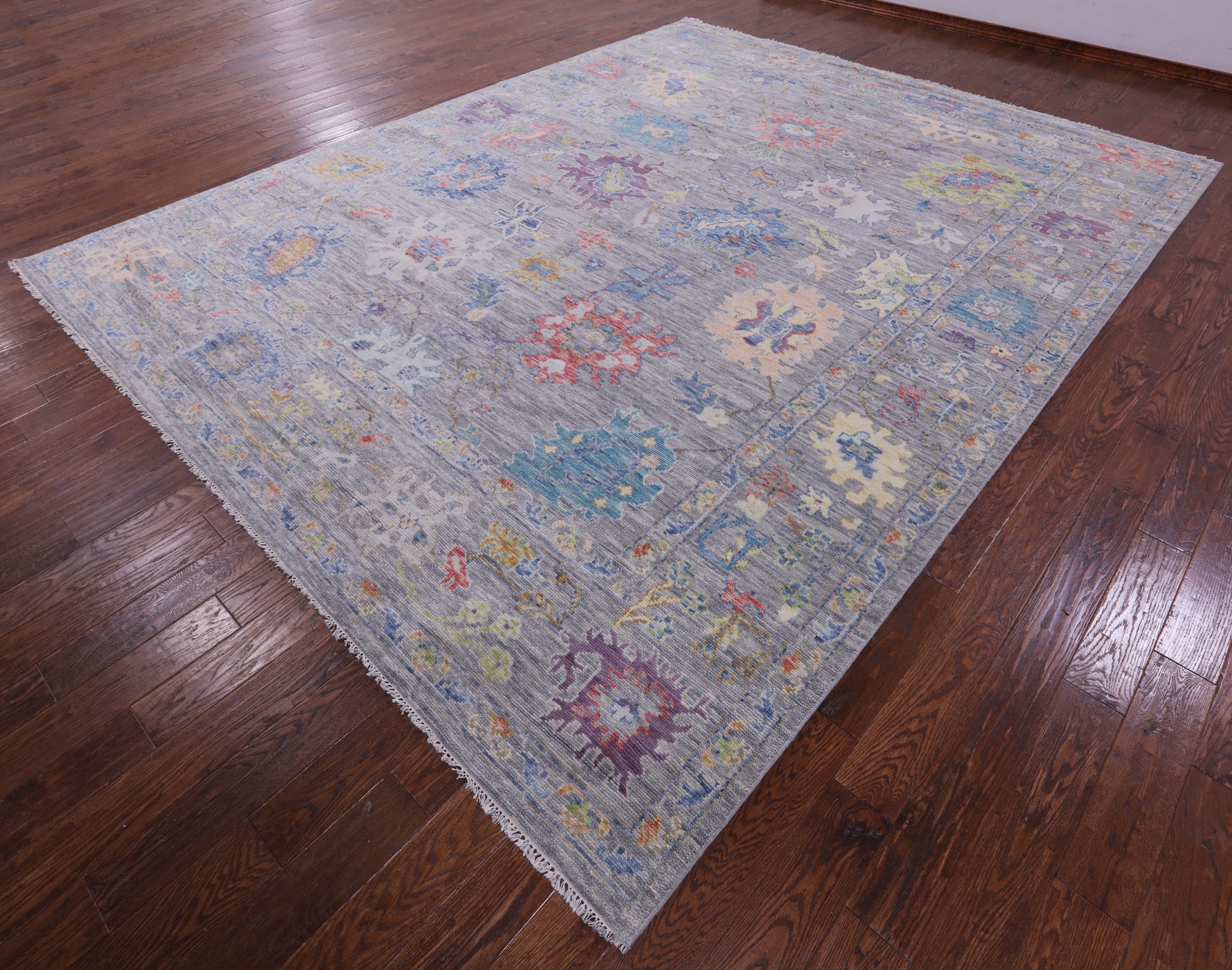 Grey Turkish Oushak Hand Knotted Wool Rug - 10' 5" X 13' 4" - Golden Nile