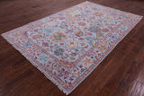 Light Blue Turkish Oushak Hand Knotted Wool Rug - 6' 0" X 9' 3" - Golden Nile