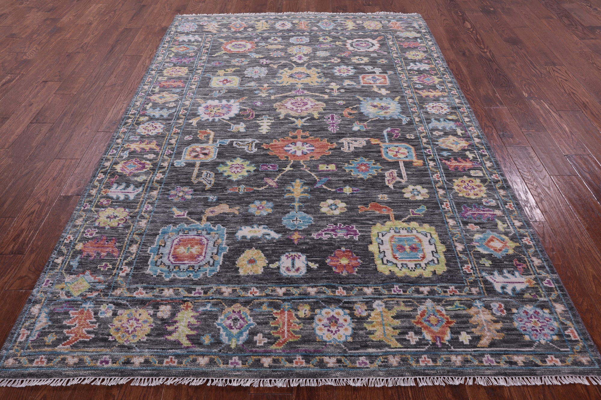 Grey Turkish Oushak Hand Knotted Wool Rug - 6' 2" X 8' 10" - Golden Nile