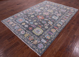 Grey Turkish Oushak Hand Knotted Wool Rug - 6' 2" X 8' 10" - Golden Nile