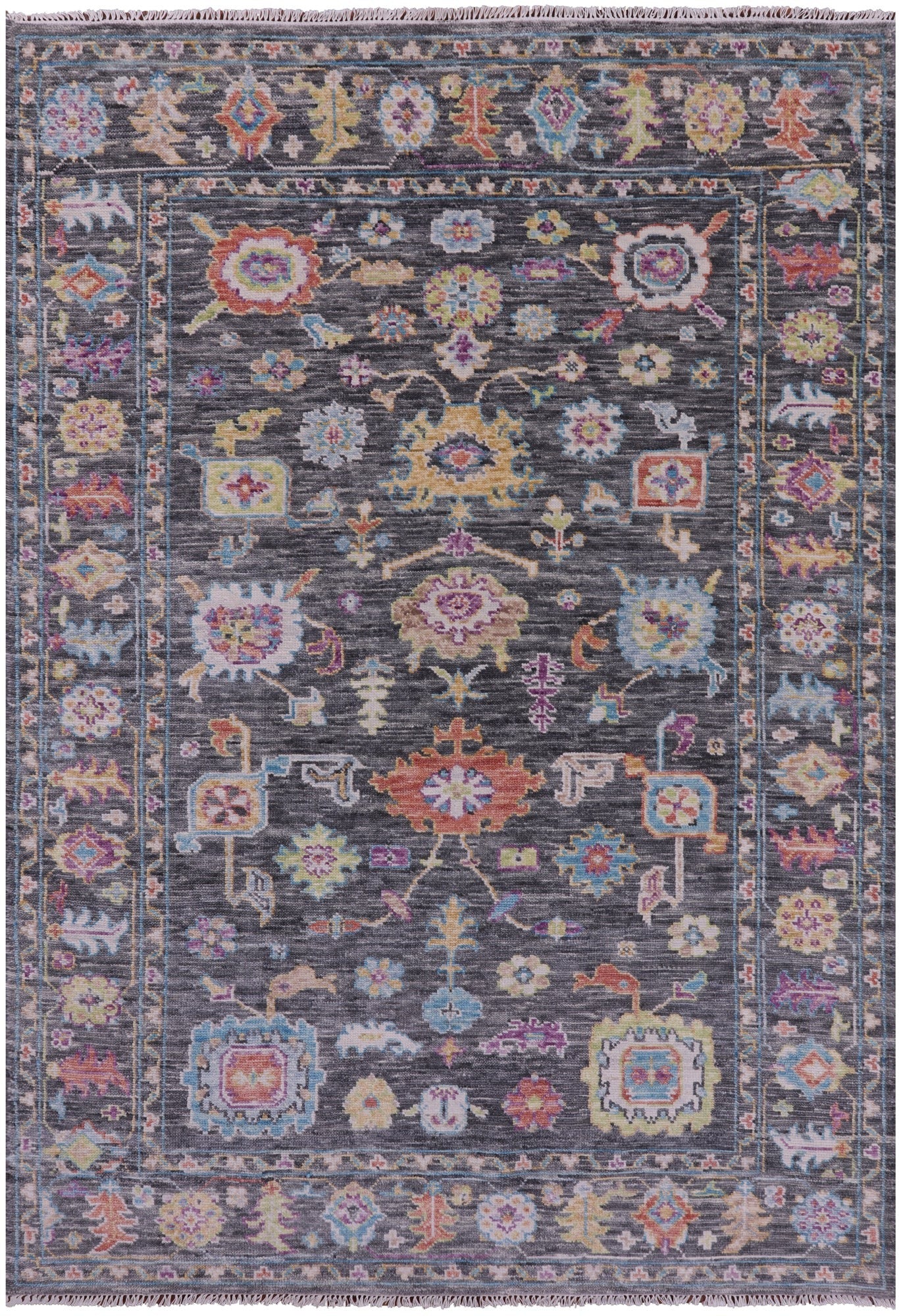 Grey Turkish Oushak Hand Knotted Wool Rug - 6' 2" X 8' 10" - Golden Nile