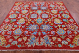 Red Square Turkish Oushak Handmade Wool Rug - 8' 1" X 8' 2" - Golden Nile
