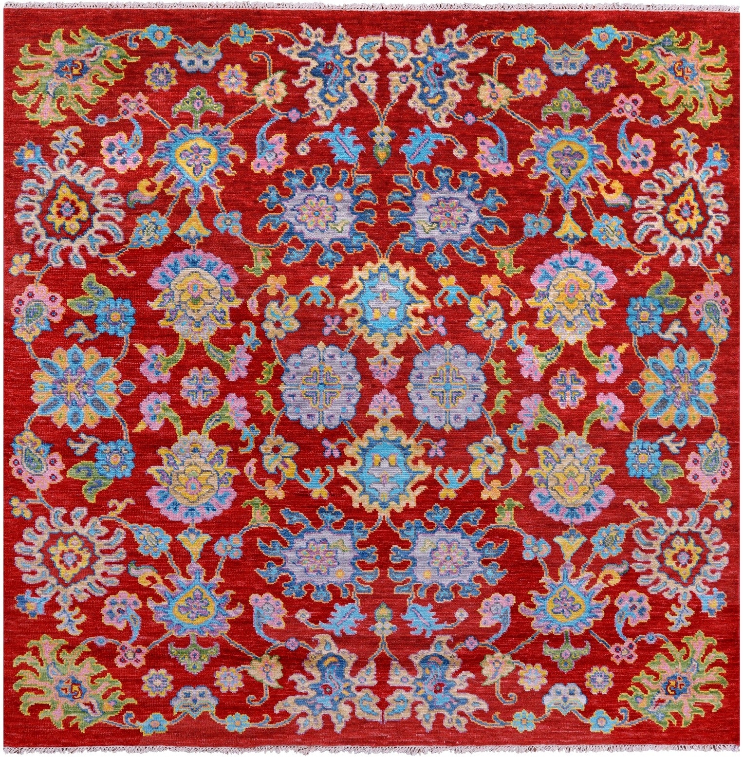 Red Square Turkish Oushak Handmade Wool Rug - 8' 1" X 8' 2" - Golden Nile