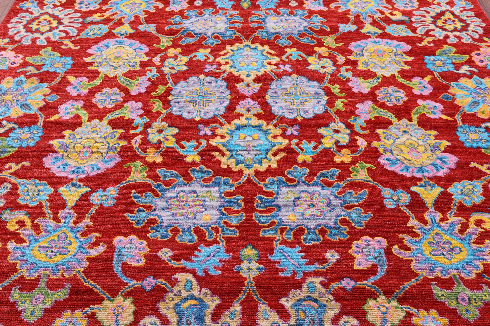 Red Square Turkish Oushak Handmade Wool Rug - 8' 1" X 8' 2" - Golden Nile