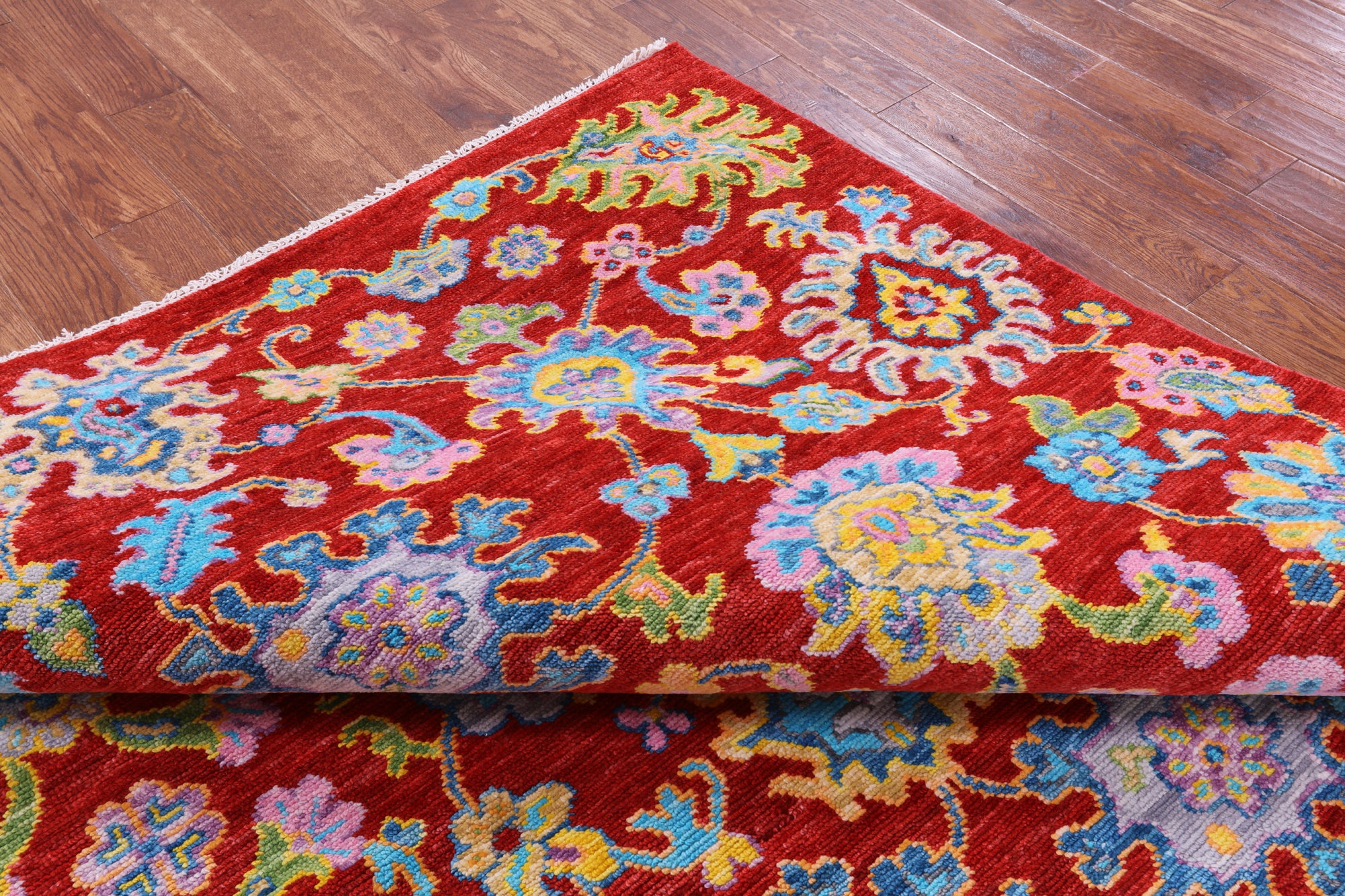 Red Square Turkish Oushak Handmade Wool Rug - 8' 1" X 8' 2" - Golden Nile