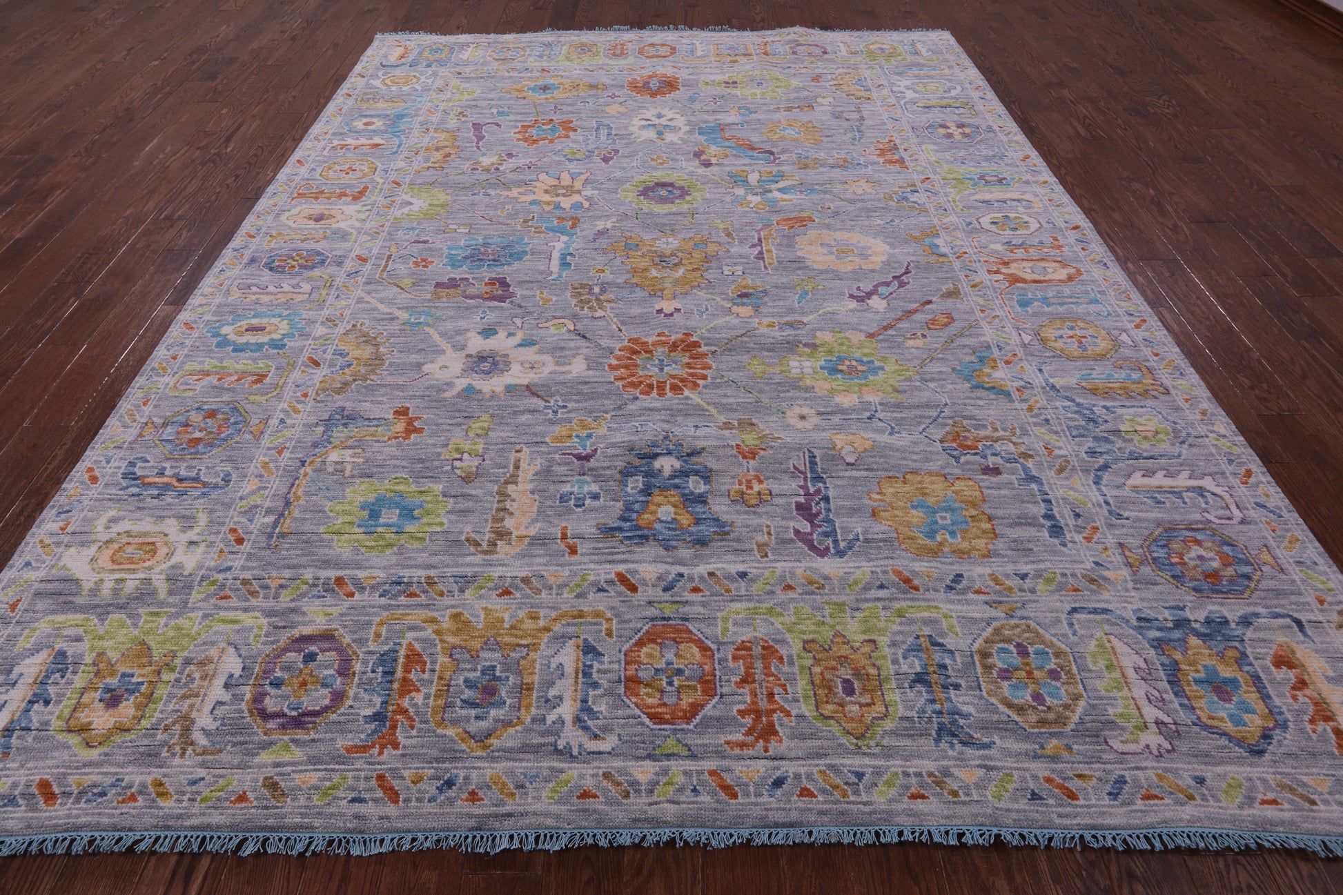 Grey Turkish Oushak Handmade Wool Rug - 9' 2" X 11' 11" - Golden Nile