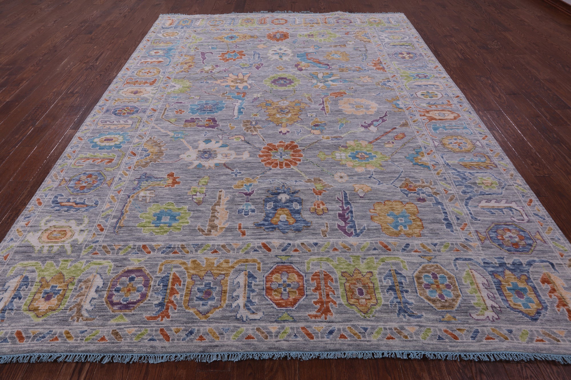 Grey Turkish Oushak Handmade Wool Rug - 9' 2" X 11' 11" - Golden Nile