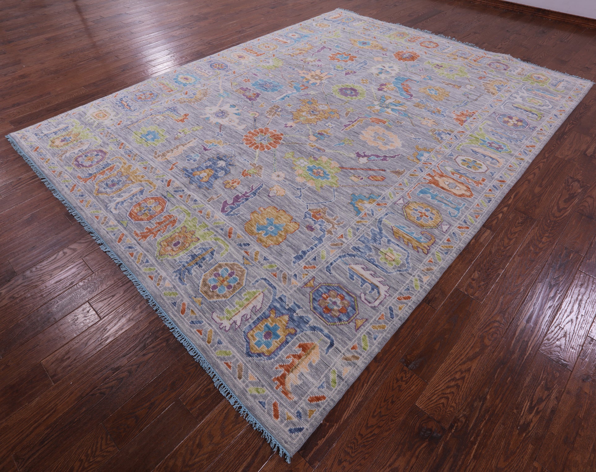 Grey Turkish Oushak Handmade Wool Rug - 9' 2" X 11' 11" - Golden Nile