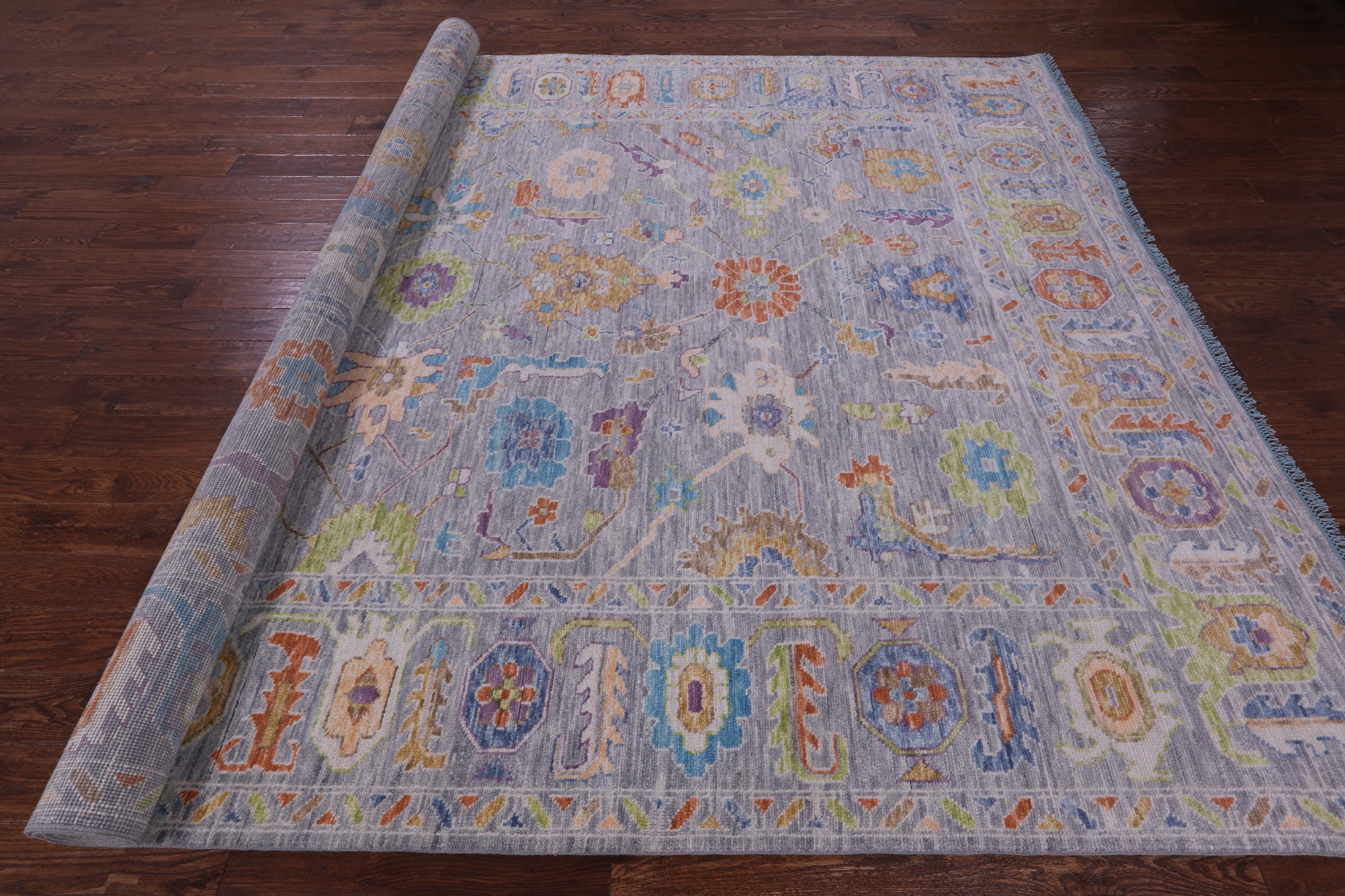 Grey Turkish Oushak Handmade Wool Rug - 9' 2" X 11' 11" - Golden Nile
