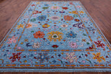 Blue Turkish Oushak Hand Knotted Wool Rug - 9' 1" X 12' 0" - Golden Nile