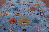 Blue Turkish Oushak Hand Knotted Wool Rug - 9' 1" X 12' 0" - Golden Nile