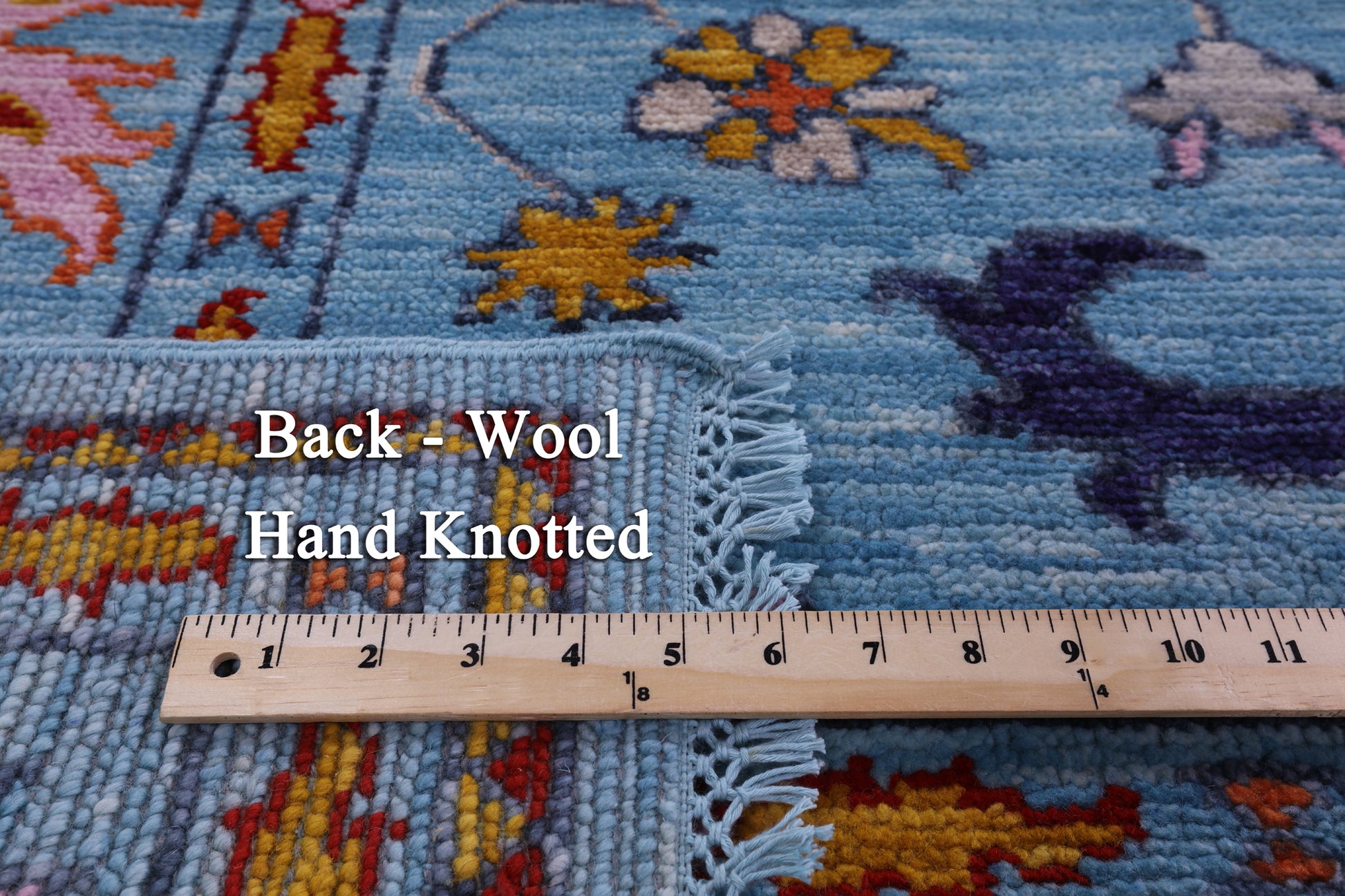 Blue Turkish Oushak Hand Knotted Wool Rug - 9' 1" X 12' 0" - Golden Nile