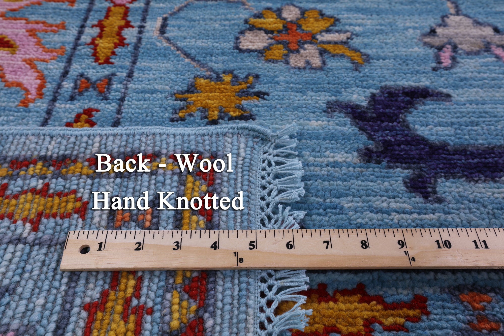Blue Turkish Oushak Hand Knotted Wool Rug - 9' 1" X 12' 0" - Golden Nile