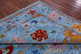 Blue Turkish Oushak Hand Knotted Wool Rug - 9' 1" X 12' 0" - Golden Nile