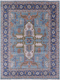 Blue Persian Fine Serapi Hand Knotted Wool Rug - 9' 3" X 12' 2" - Golden Nile