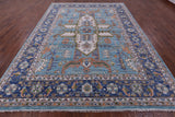 Blue Persian Fine Serapi Hand Knotted Wool Rug - 9' 3" X 12' 2" - Golden Nile