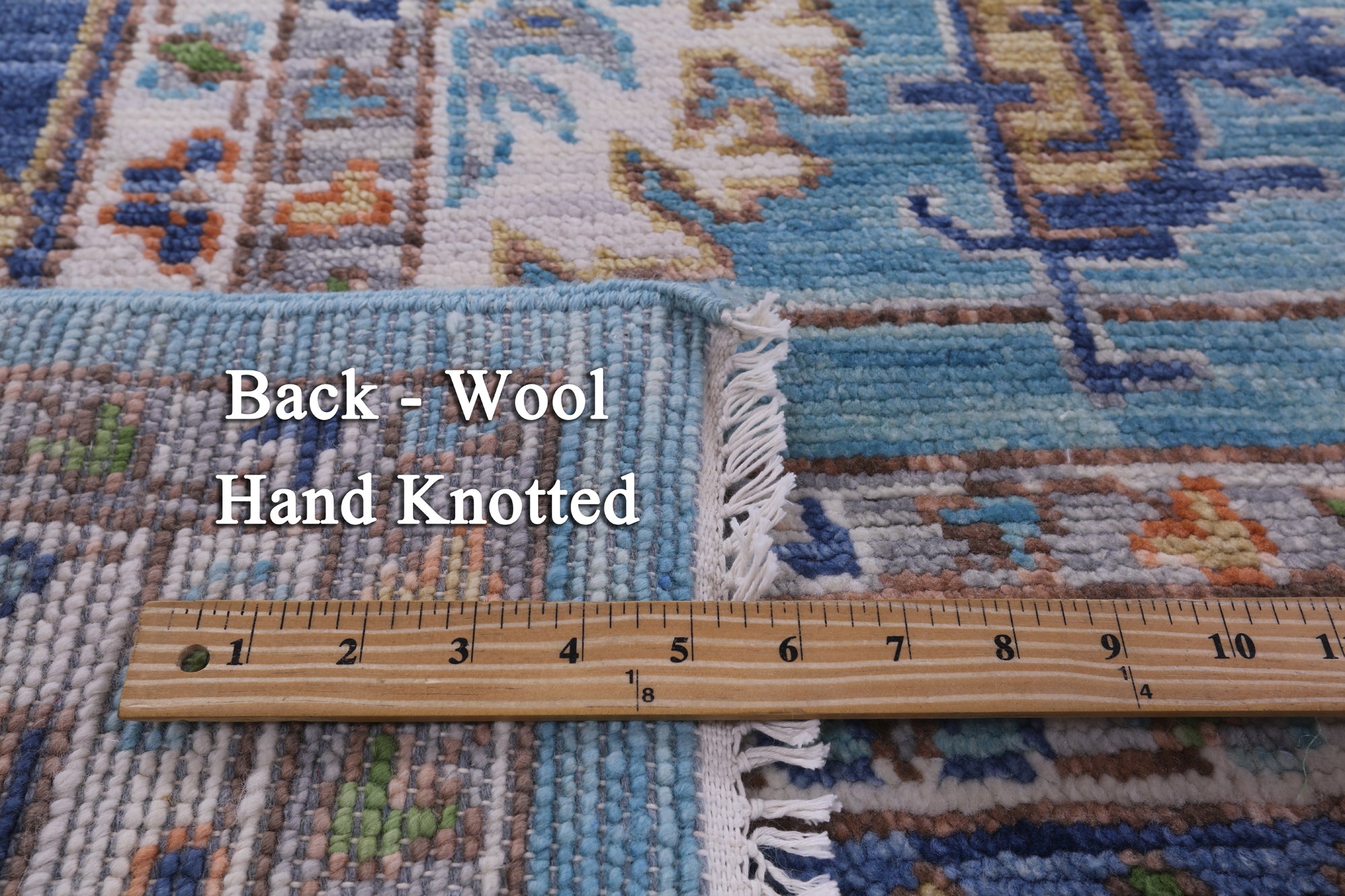 Blue Persian Fine Serapi Hand Knotted Wool Rug - 9' 3" X 12' 2" - Golden Nile