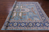 Blue Persian Fine Serapi Hand Knotted Wool Rug - 9' 3" X 12' 2" - Golden Nile