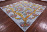 Light Blue Square William Morris Hand Knotted Wool Rug - 10' 1" X 10' 2" - Golden Nile