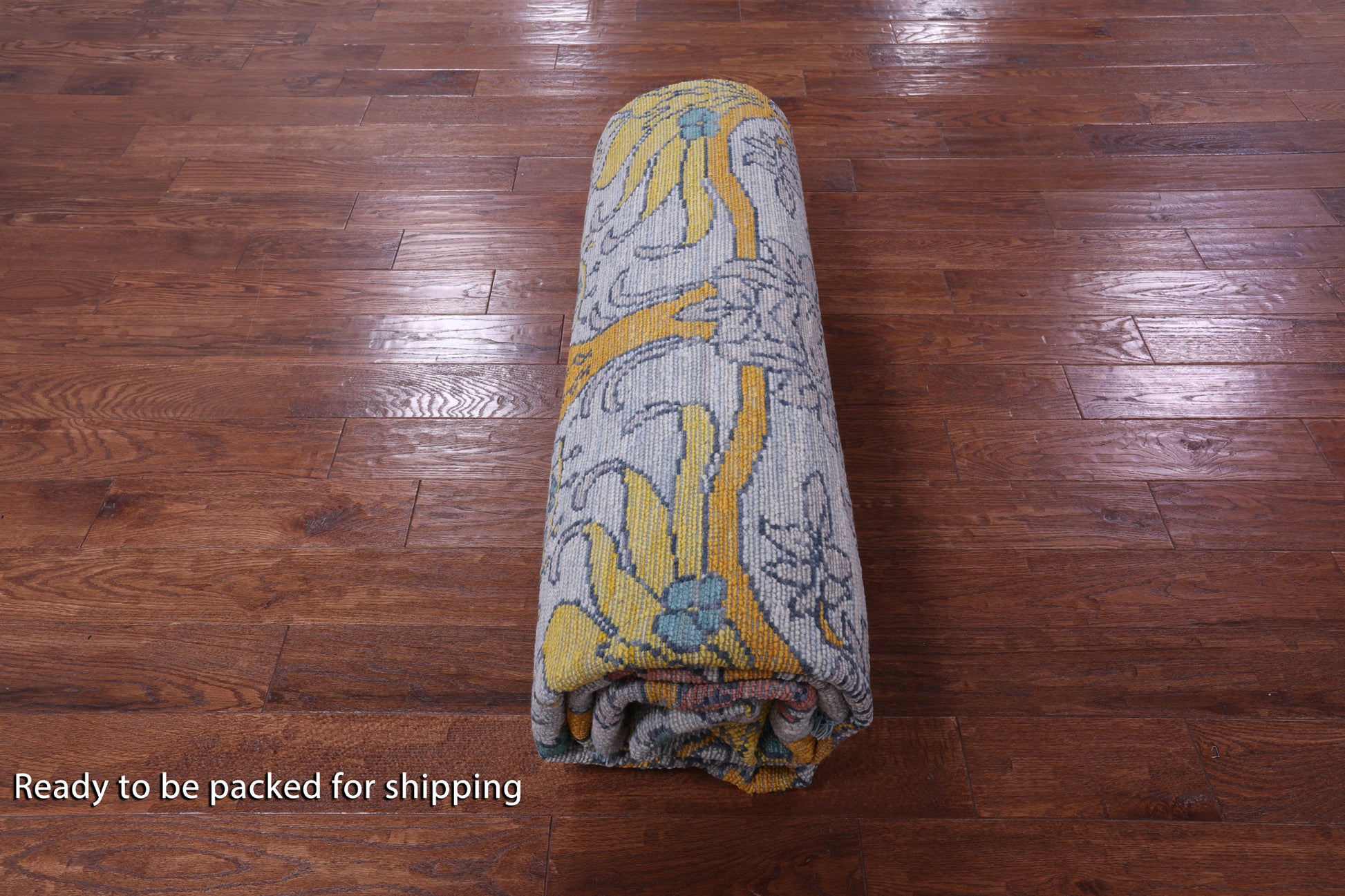 Light Blue Square William Morris Hand Knotted Wool Rug - 10' 1" X 10' 2" - Golden Nile