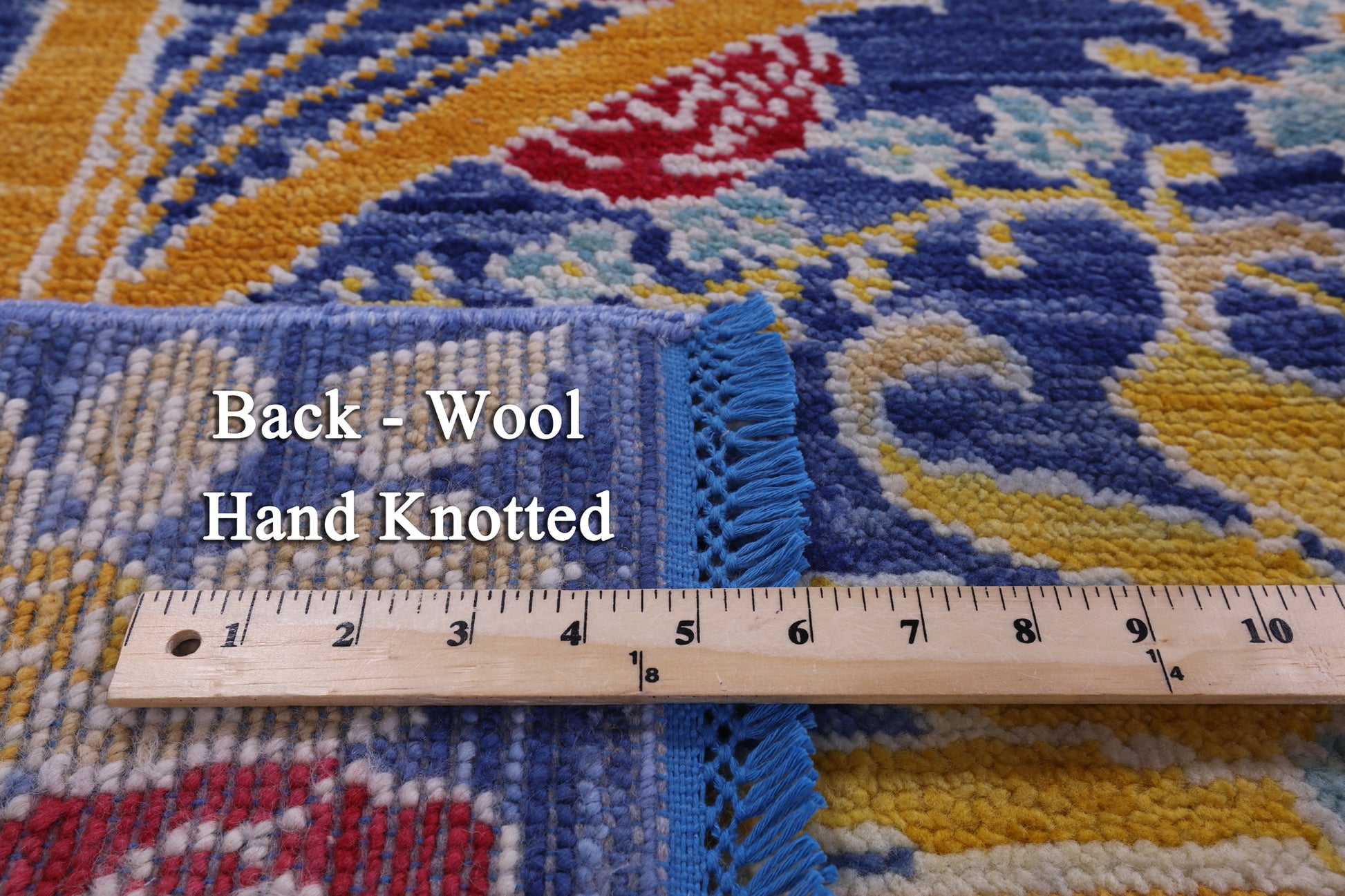 Blue William Morris Hand Knotted Wool Rug - 8' 0" X 9' 5" - Golden Nile