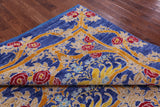 Blue William Morris Hand Knotted Wool Rug - 8' 0" X 9' 5" - Golden Nile