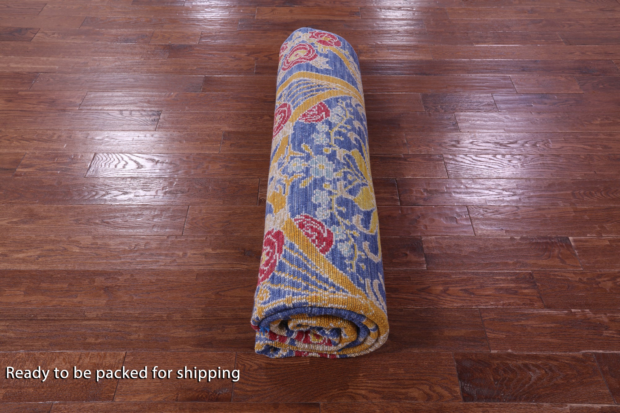 Blue William Morris Hand Knotted Wool Rug - 8' 0" X 9' 5" - Golden Nile