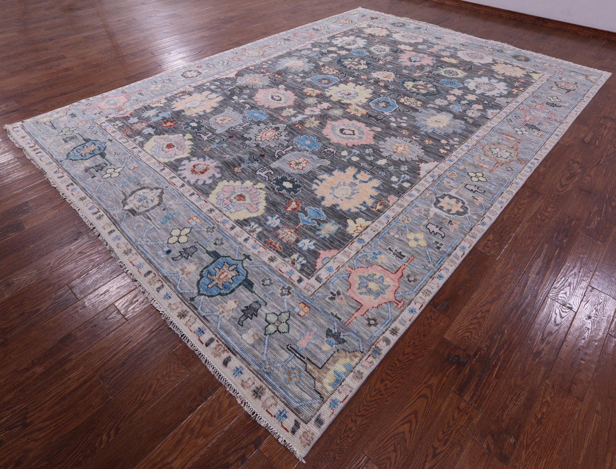 Grey Turkish Oushak Handmade Wool Rug - 9' 11" X 14' 2" - Golden Nile