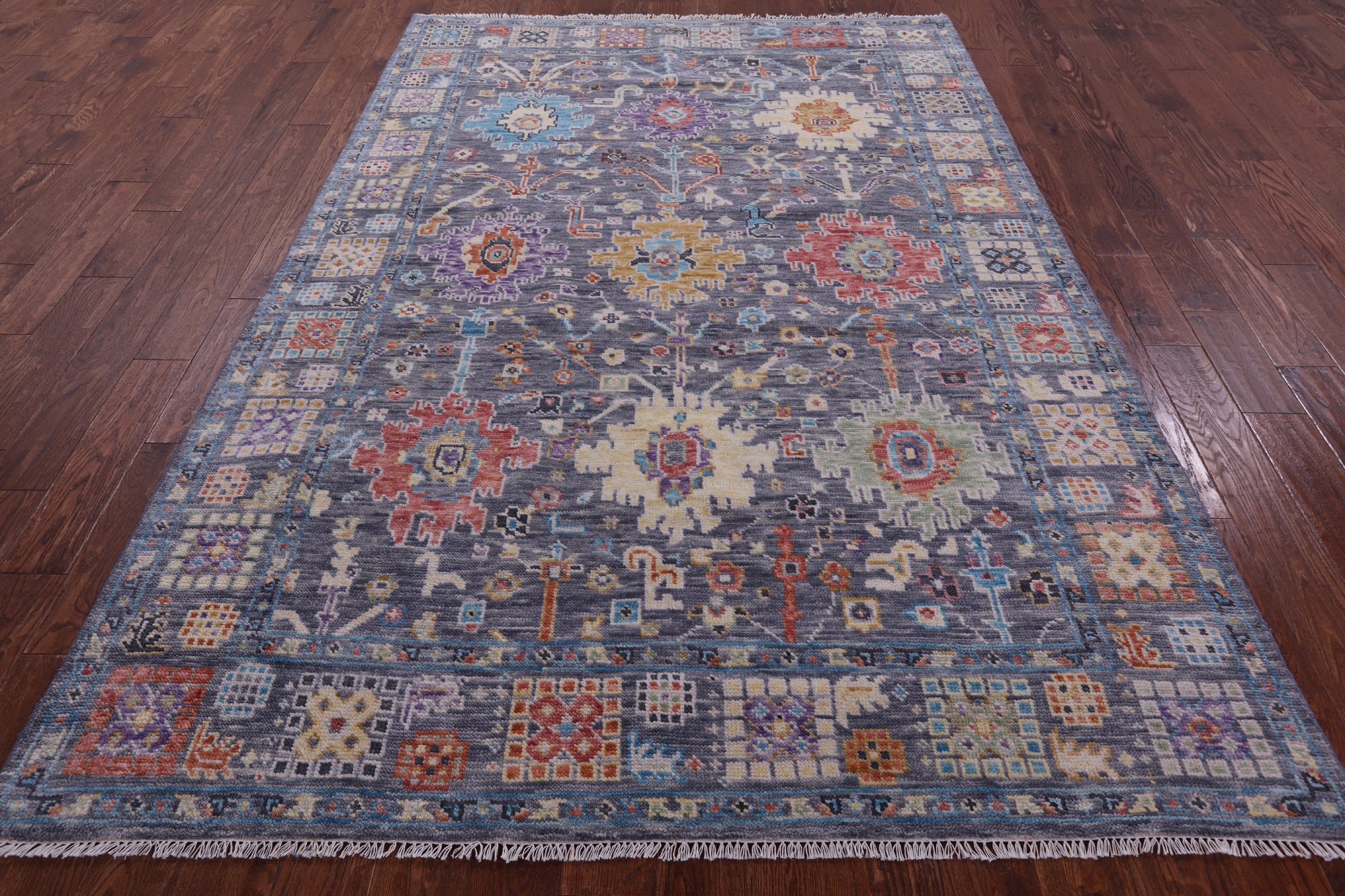 Grey Turkish Oushak Hand Knotted Wool Rug - 6' 3" X 9' 2" - Golden Nile