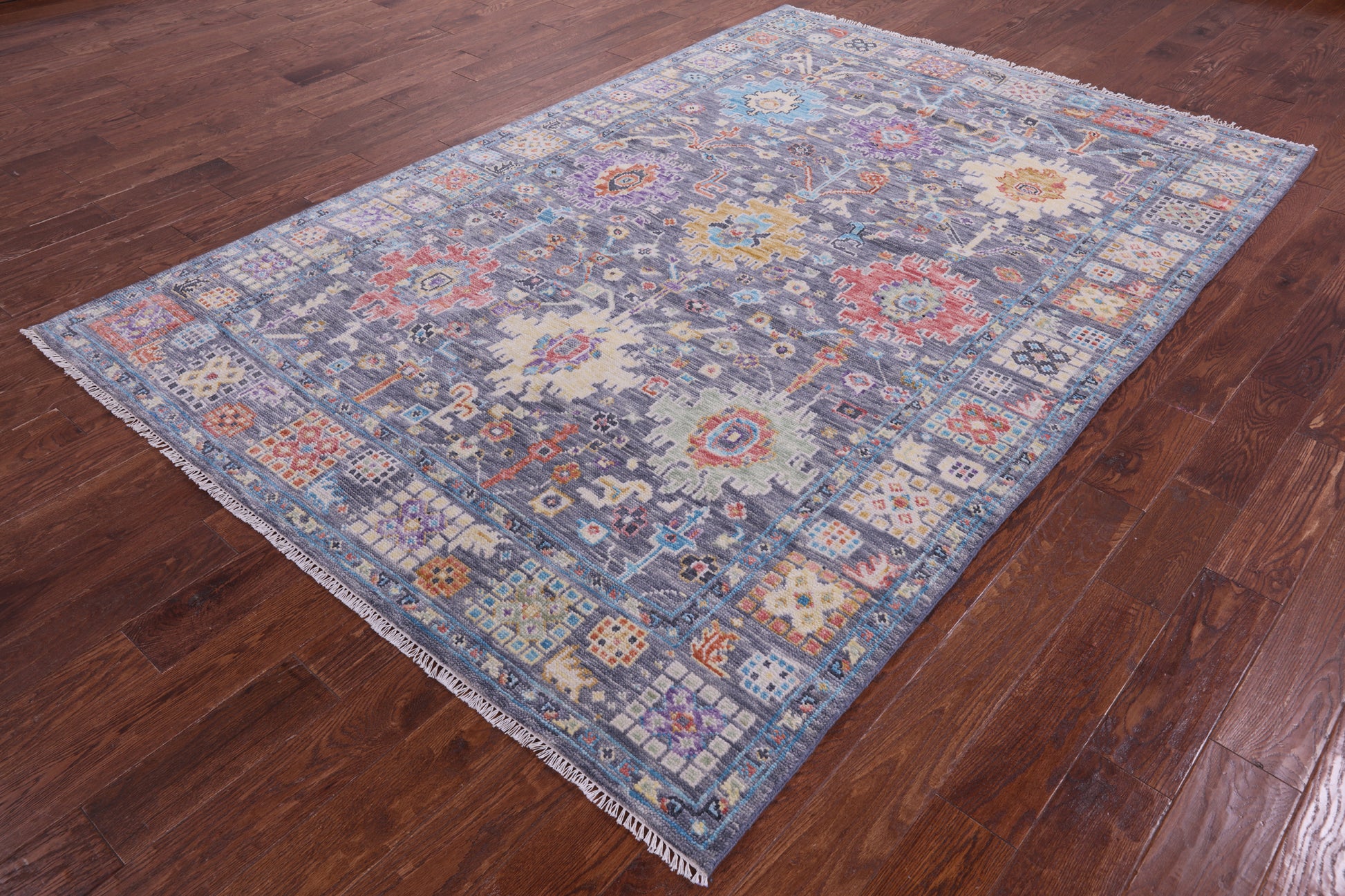 Grey Turkish Oushak Hand Knotted Wool Rug - 6' 3" X 9' 2" - Golden Nile