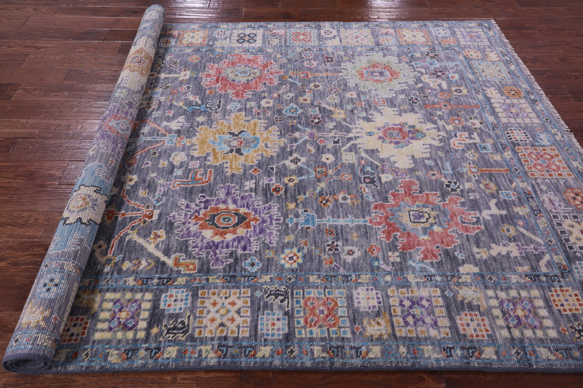 Grey Turkish Oushak Hand Knotted Wool Rug - 6' 3" X 9' 2" - Golden Nile