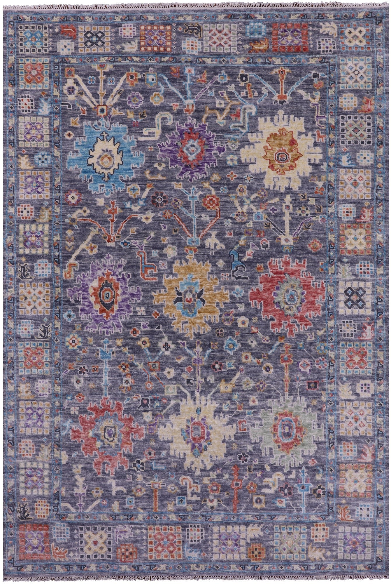Grey Turkish Oushak Hand Knotted Wool Rug - 6' 3" X 9' 2" - Golden Nile