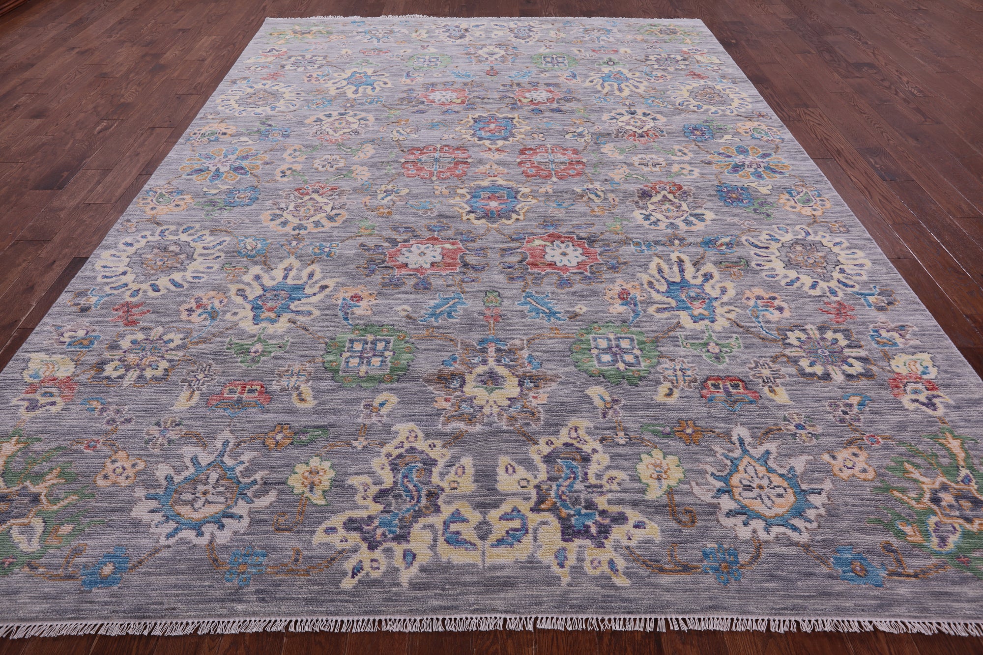Grey Turkish Oushak Hand Knotted Wool Rug - 9' 0" X 12' 2" - Golden Nile