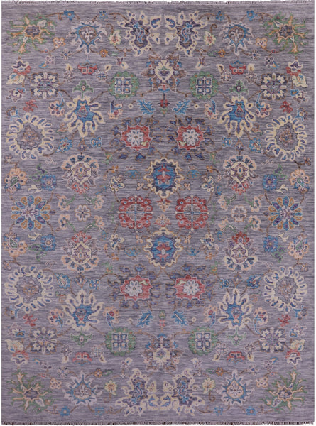 Grey Turkish Oushak Hand Knotted Wool Rug - 9' 0" X 12' 2" - Golden Nile