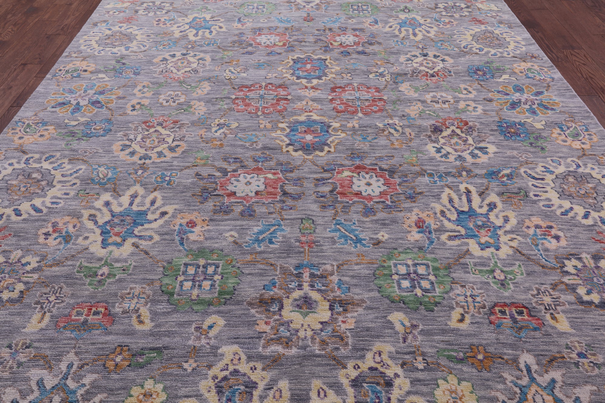Grey Turkish Oushak Hand Knotted Wool Rug - 9' 0" X 12' 2" - Golden Nile