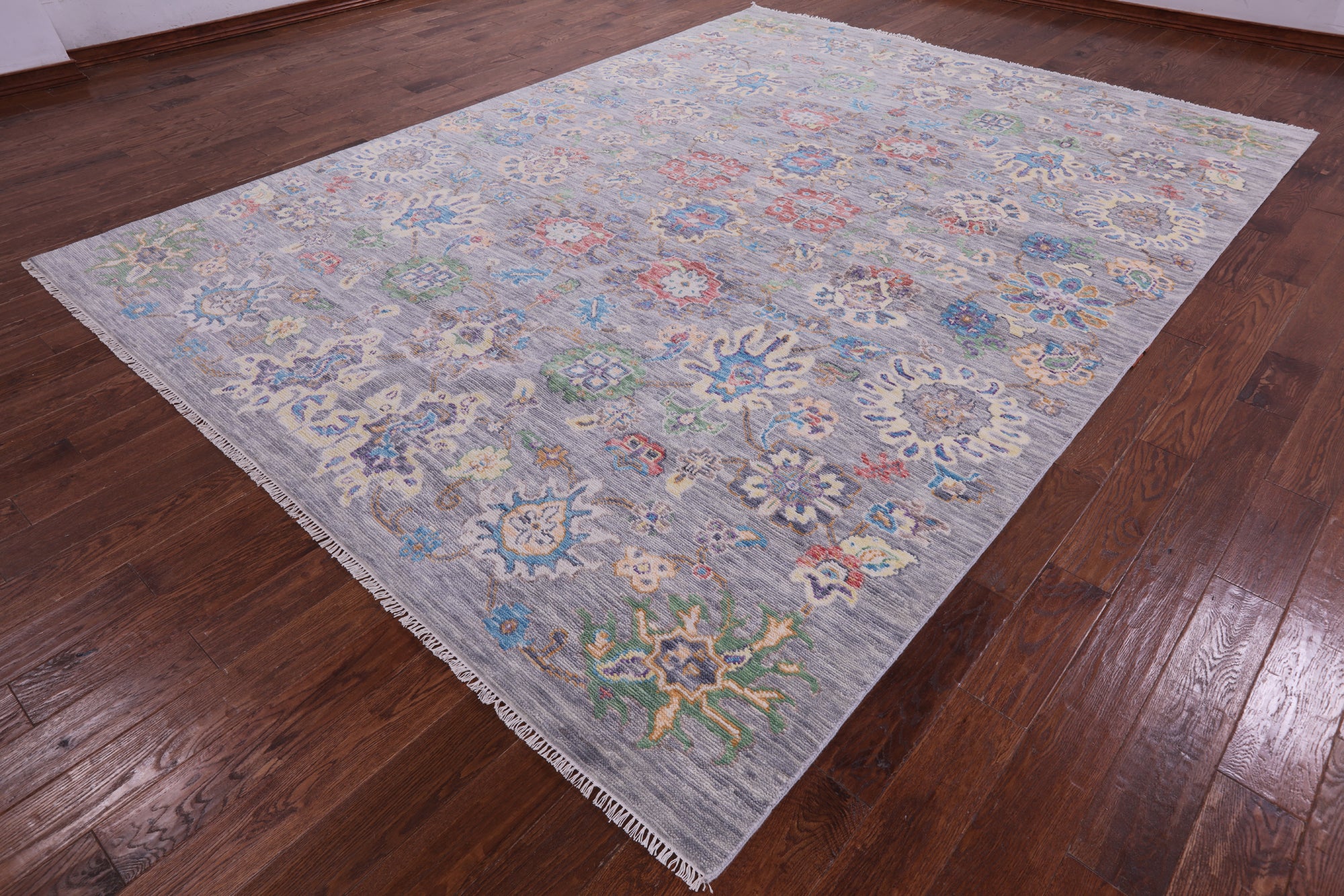Grey Turkish Oushak Hand Knotted Wool Rug - 9' 0" X 12' 2" - Golden Nile