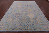Light Blue Turkish Oushak Hand Knotted Wool Rug - 9' 2" X 12' 2" - Golden Nile