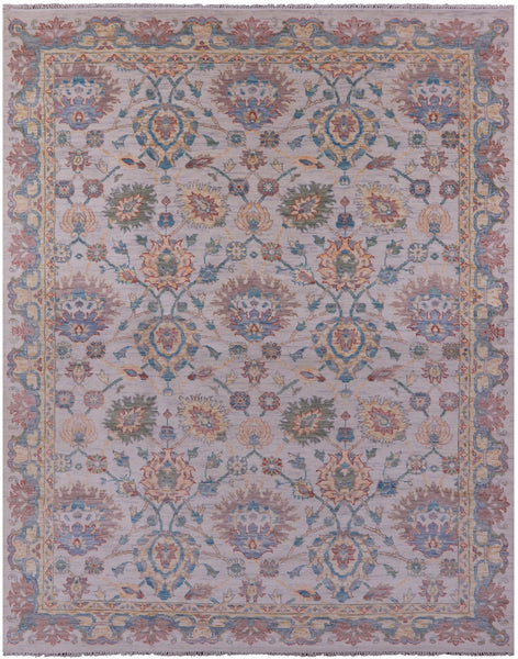 Ivory William Morris Hand Knotted Wool Rug - 9' 4" X 11' 11" - Golden Nile