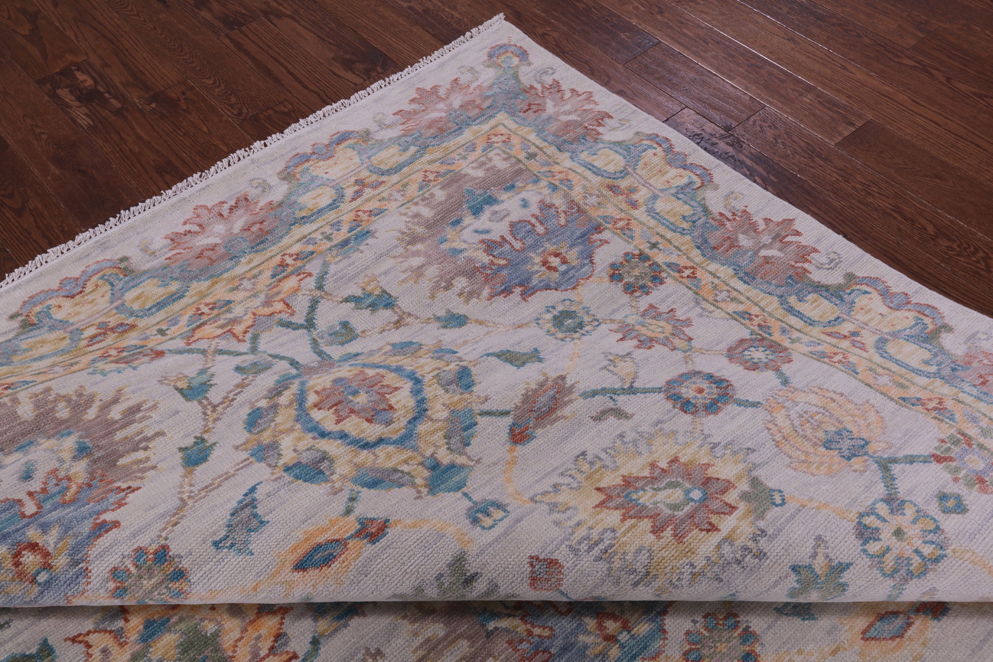 Ivory William Morris Hand Knotted Wool Rug - 9' 4" X 11' 11" - Golden Nile