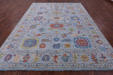 Blue Turkish Oushak Hand Knotted Wool Rug - 9' 2" X 11' 10" - Golden Nile