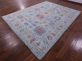 Blue Turkish Oushak Hand Knotted Wool Rug - 9' 2" X 11' 10" - Golden Nile
