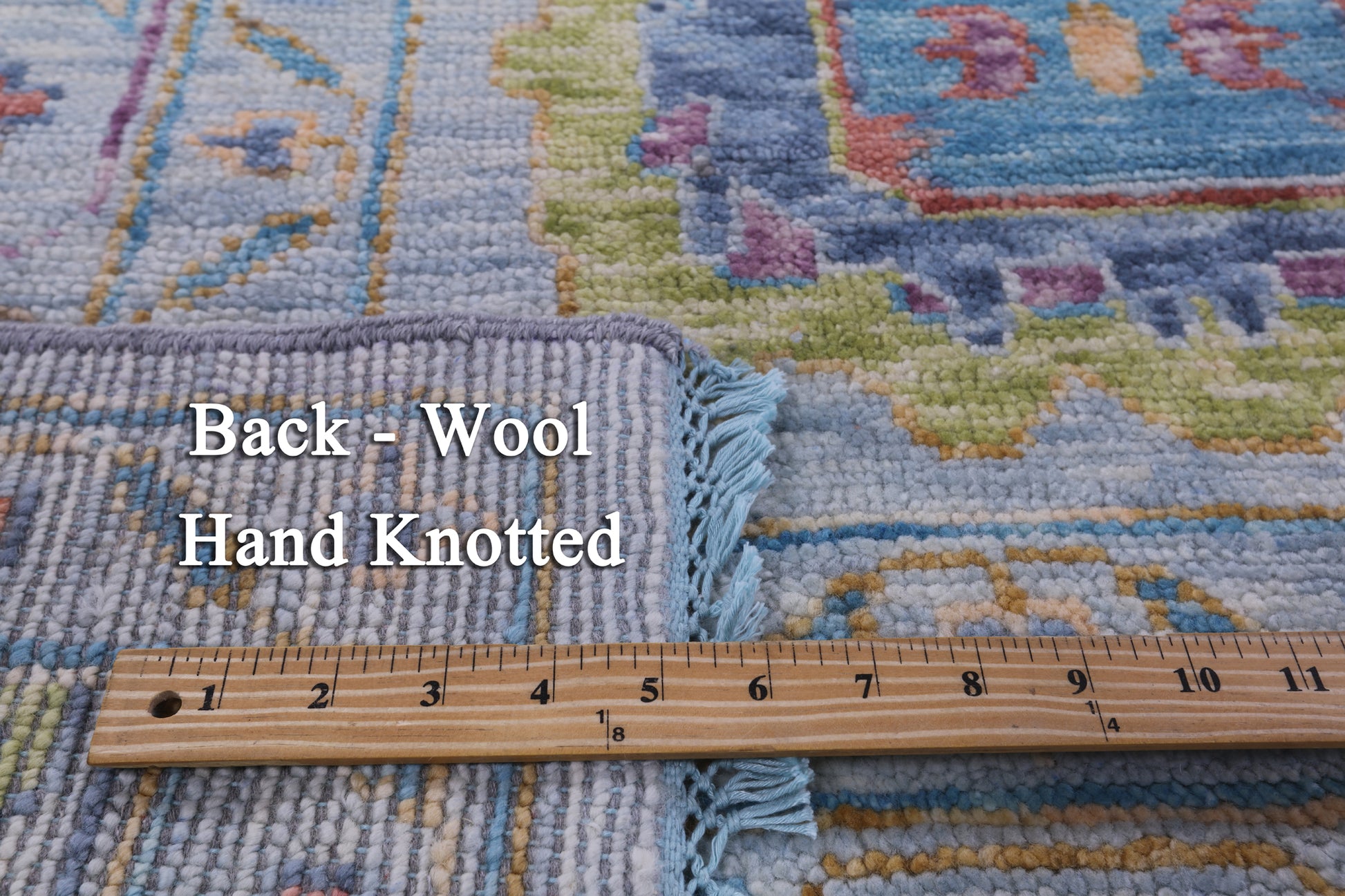 Blue Turkish Oushak Hand Knotted Wool Rug - 9' 2" X 11' 10" - Golden Nile